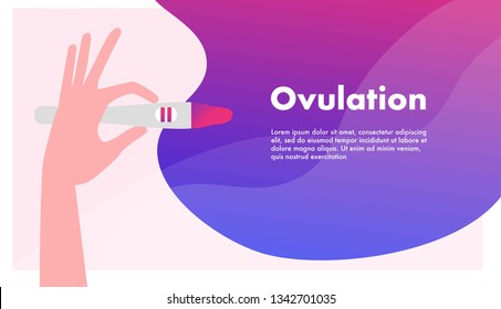 Ovulation or Pregnancy test in hand. Planning a baby, motherhood and female healthcare concept. Vector illustration. 