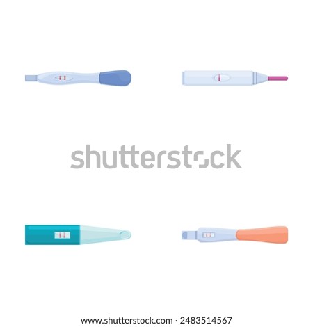 Ovulation test icons set cartoon vector. Ovulation positive and negative test. Health and medicine