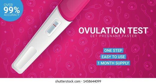 Ovulation Test. Planning Pregnancy banner with ovulation or pregnancy test. Female reproductive, fertility or hormone health concept