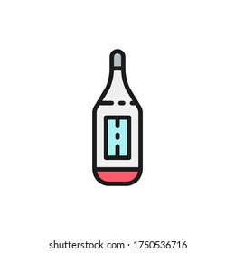 Ovulation test, thermometer, pregnancy test flat color line icon.