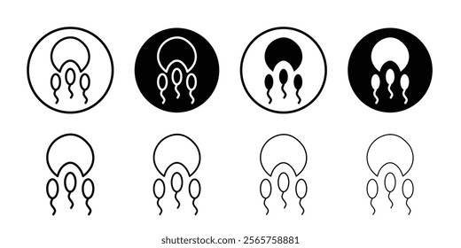 ovule being fertilized by sperm icon Black and white outline vector