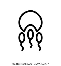 ovule being fertilized by sperm icon Black and white outline vector