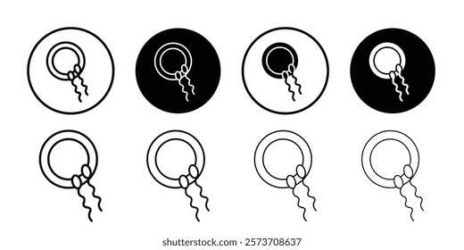 ovule being fertilized by sperm icon Thin line art isolated