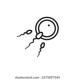 ovule being fertilized by sperm icon Simple thin outline