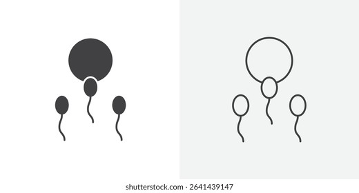 ovule being fertilized by sperm icon Line graphics illustration