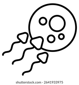 Ovule being fertilized by sperm icon Thin line vector design