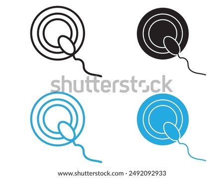 ovule being fertilized by sperm icon black and white vector outline sign