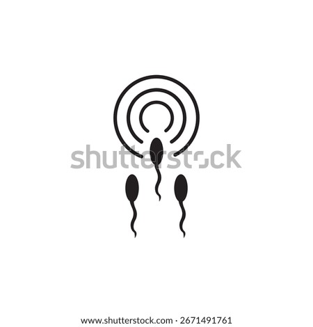 ovule being fertilized by sperm vector flat black simple illustration for web and app..eps
