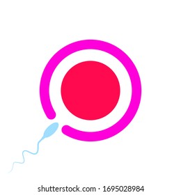 Ovum Fertilization. Color Vector Drawing. Isolated White Background.
