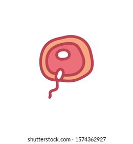 ovum fertilization doodle icon, vector illustration
