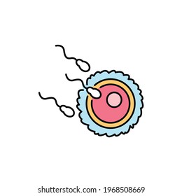 Ovum fertilization сolor line icon. Conceiving. Pictogram for web page, mobile app, promo. UI UX GUI design element. Editable stroke.