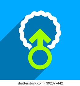 Ovum Penetration long shadow vector icon. Style is a flat ovum penetration iconic symbol on a blue square background.
