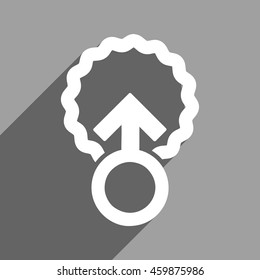 Ovum Penetration long shadow vector icon. Style is a flat ovum penetration white iconic symbol on a gray square background.