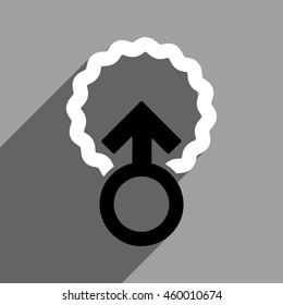 Ovum Penetration long shadow vector icon. Style is a flat ovum penetration black and white iconic symbol on a gray square background.