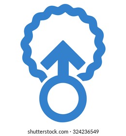 Ovum Penetration vector icon. Style is flat symbol, cobalt color, rounded angles, white background.