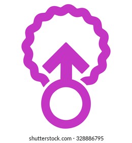 Ovum Penetration vector icon. Style is flat symbol, violet color, rounded angles, white background.