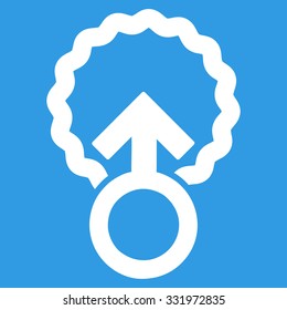 Ovum Penetration vector icon. Style is flat symbol, white color, rounded angles, blue background.