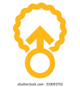 Ovum Penetration vector icon. Style is flat symbol, yellow color, rounded angles, white background.