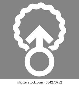 Ovum Penetration vector icon. Style is flat symbol, white color, rounded angles, gray background.