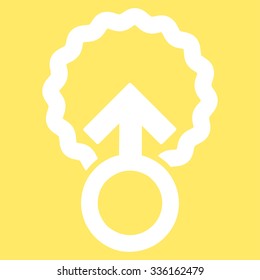 Ovum Penetration vector icon. Style is flat symbol, white color, rounded angles, yellow background.