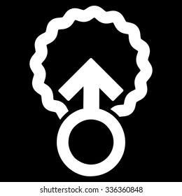 Ovum Penetration vector icon. Style is flat symbol, white color, rounded angles, black background.