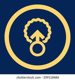 Ovum Penetration vector icon. Style is flat rounded symbol, yellow color, rounded angles, blue background.