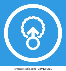 Ovum Penetration vector icon. Style is flat rounded symbol, white color, rounded angles, blue background.