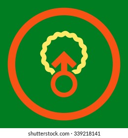 Ovum Penetration vector icon. Style is bicolor flat rounded symbol, orange and yellow colors, rounded angles, green background.