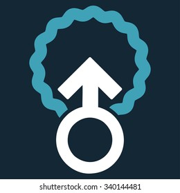 Ovum Penetration vector icon. Style is bicolor flat symbol, blue and white colors, rounded angles, dark blue background.