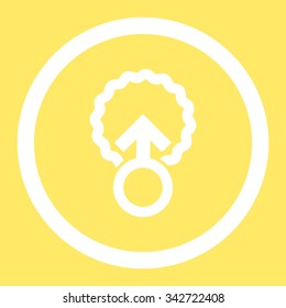 Ovum Penetration vector icon. Style is flat rounded symbol, white color, rounded angles, yellow background.