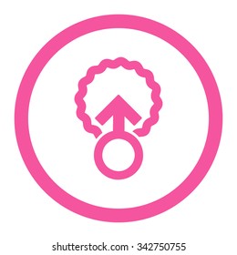 Ovum Penetration vector icon. Style is flat rounded symbol, pink color, rounded angles, white background.