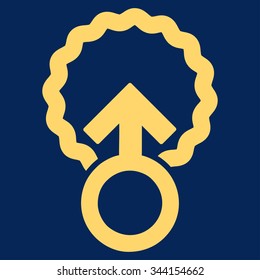 Ovum Penetration vector icon. Style is flat symbol, yellow color, rounded angles, blue background.