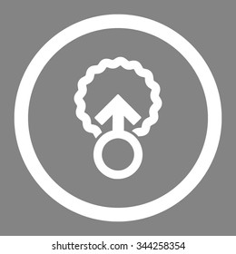 Ovum Penetration vector icon. Style is flat rounded symbol, white color, rounded angles, gray background.