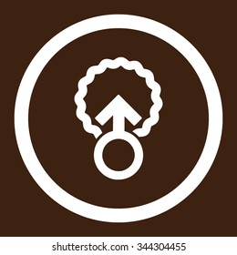 Ovum Penetration vector icon. Style is flat rounded symbol, white color, rounded angles, brown background.