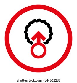 Ovum Penetration vector icon. Style is bicolor flat rounded symbol, intensive red and black colors, rounded angles, white background.