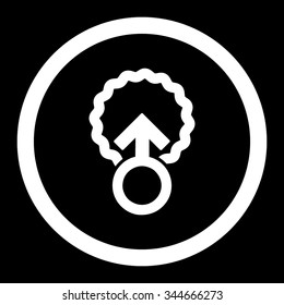 Ovum Penetration vector icon. Style is flat rounded symbol, white color, rounded angles, black background.