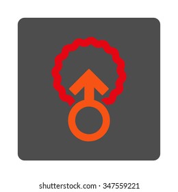 Ovum Penetration vector icon. Style is flat rounded square silver button with red symbol, white background.