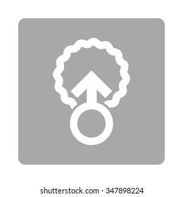 Ovum Penetration vector icon. Style is flat rounded square button, white and silver colors, white background.