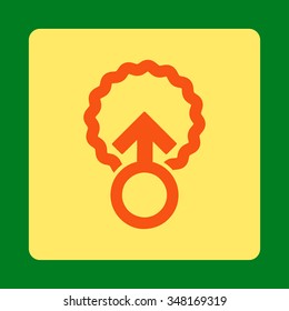 Ovum Penetration vector icon. Style is flat rounded square button, orange and yellow colors, green background.