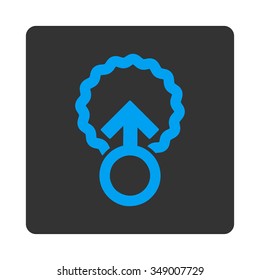 Ovum Penetration vector icon. Style is flat rounded square button, blue and gray colors, white background.