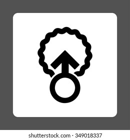 Ovum Penetration vector icon. Style is flat rounded square button, black and white colors, gray background.
