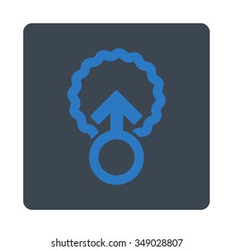 Ovum Penetration vector icon. Style is flat rounded square button, smooth blue colors, white background.
