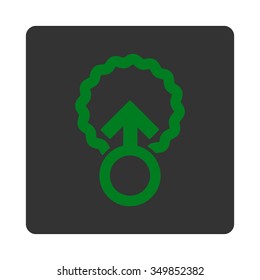 Ovum Penetration vector icon. Style is flat rounded square button, green and gray colors, white background.