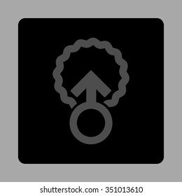 Ovum Penetration vector icon. Style is flat rounded square button, gray and black colors, silver background.