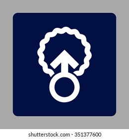 Ovum Penetration vector icon. Style is flat rounded square button, white and dark blue colors, silver background.