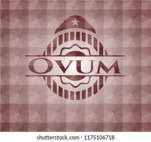 Ovum red emblem with geometric pattern. Seamless.
