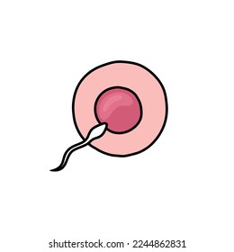 ovum and sperm doodle icon, vector illustration