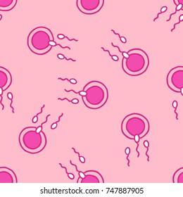 ovum and sperm seamless doodle pattern