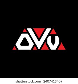 OVV triangle letter logo design with triangle shape. OVV triangle logo design monogram. OVV triangle vector logo template with red color. OVV triangular logo Simple, Elegant, and Luxurious design.