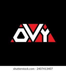 OVY triangle letter logo design with triangle shape. OVY triangle logo design monogram. OVY triangle vector logo template with red color. OVY triangular logo Simple, Elegant, and Luxurious design.